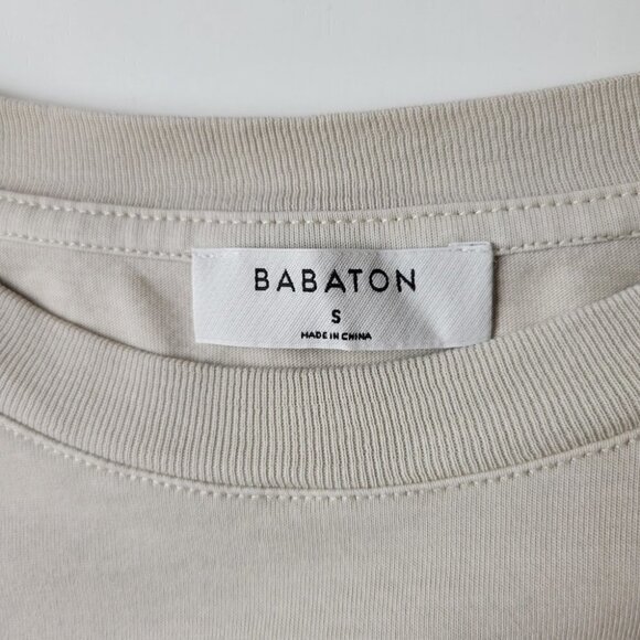 Aritzia Babaton Headline Long Sleeve Tie Front Cotton Beige S - Picture 5 of 11